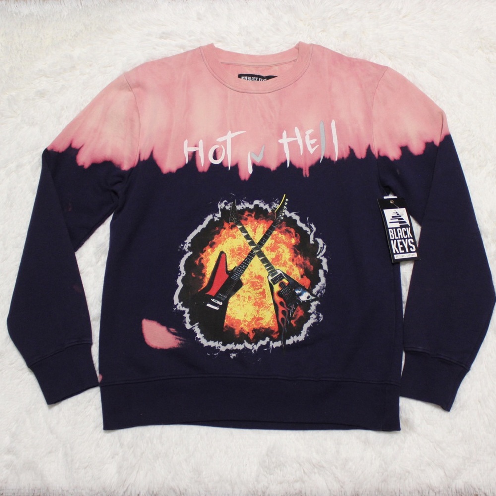 Black Keys Bleached Tie Dye HOT N HELL Sweatshirt